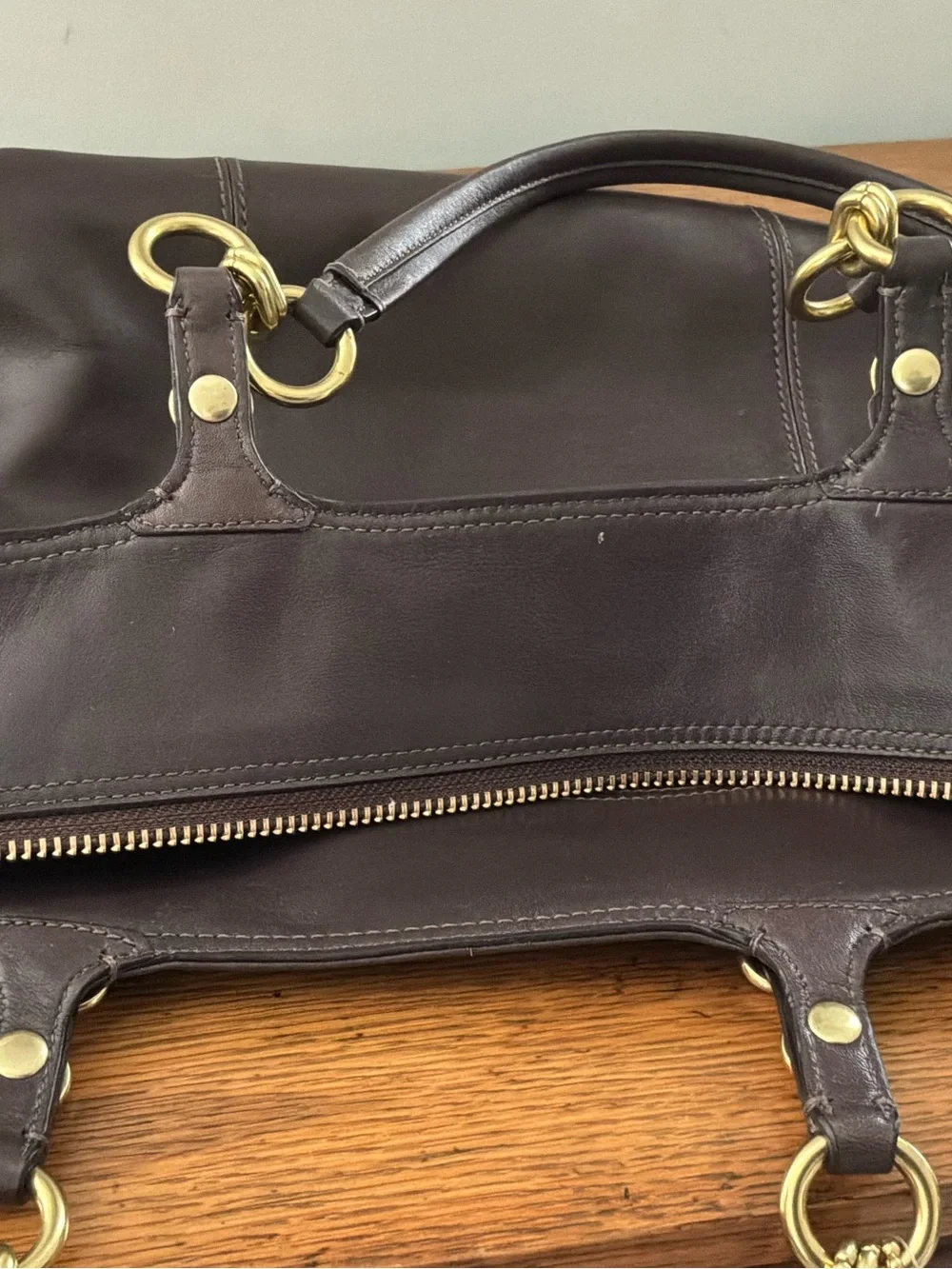 Coach Brown Leather Tote with Gold-Tone Hardware G1082-15740